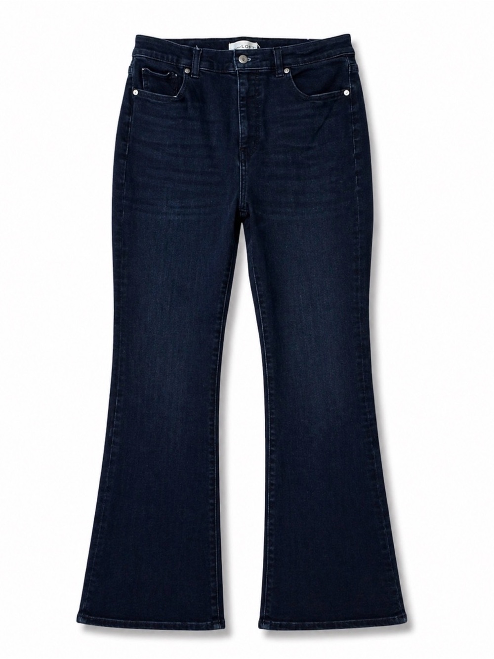 LOFT Slim Flare Jeans Womens 14 32 Dark Wash Mid Rise Stretch Denim Pants